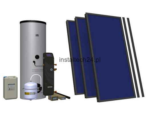 Hewalex zestaw solarny z trzema kolektorami płaskimi i zbiornikiem 300l - 3TLPAC - 300  (KS2100) 